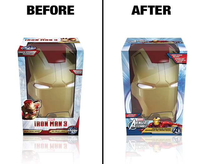 Archival packaging comparison for a licensed lighting product