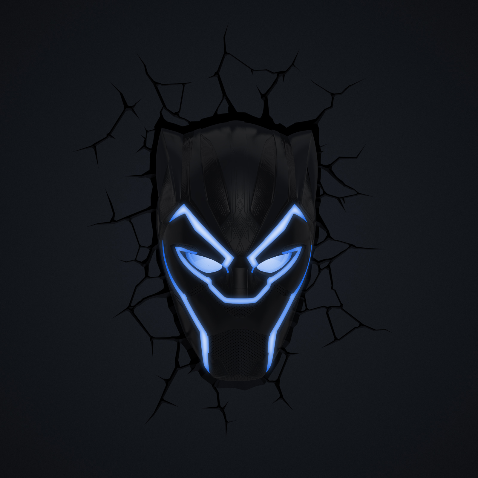 Black Panther mask light switched on
