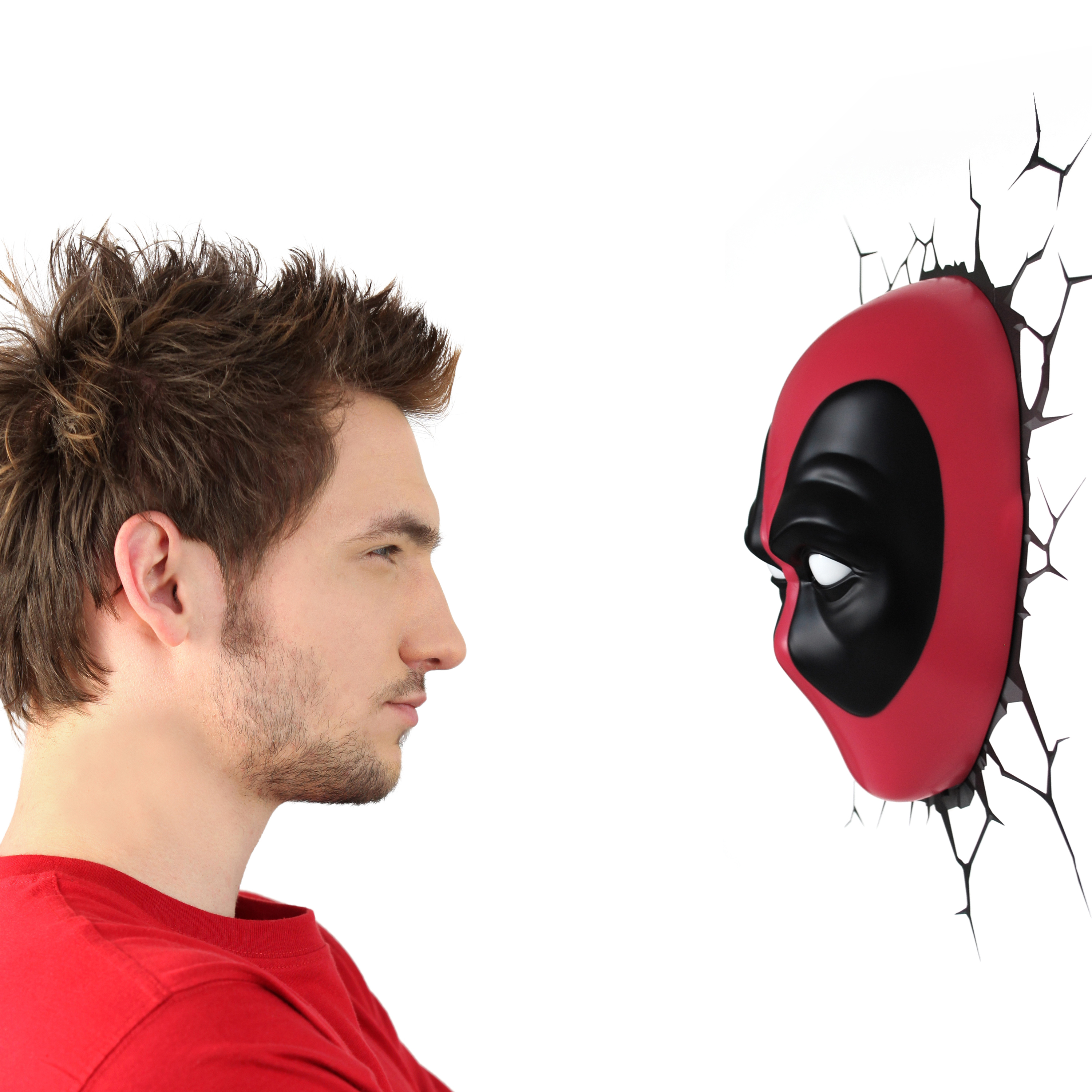 Deadpool wall light shown in a home setting