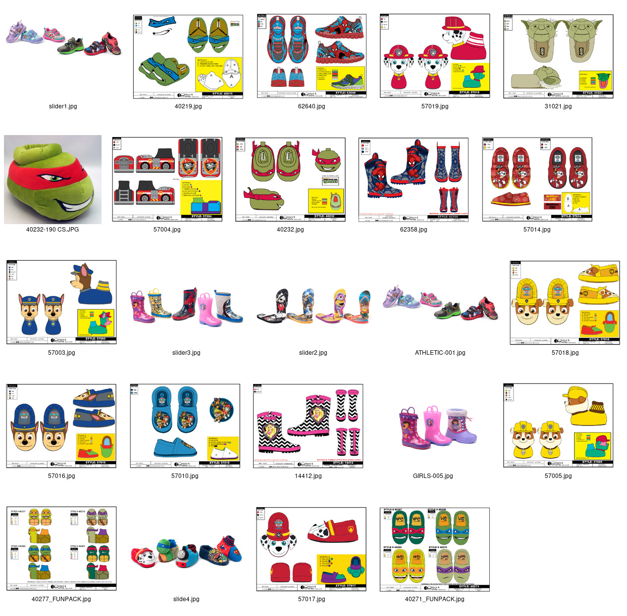 Selection of adult licensed footwear products