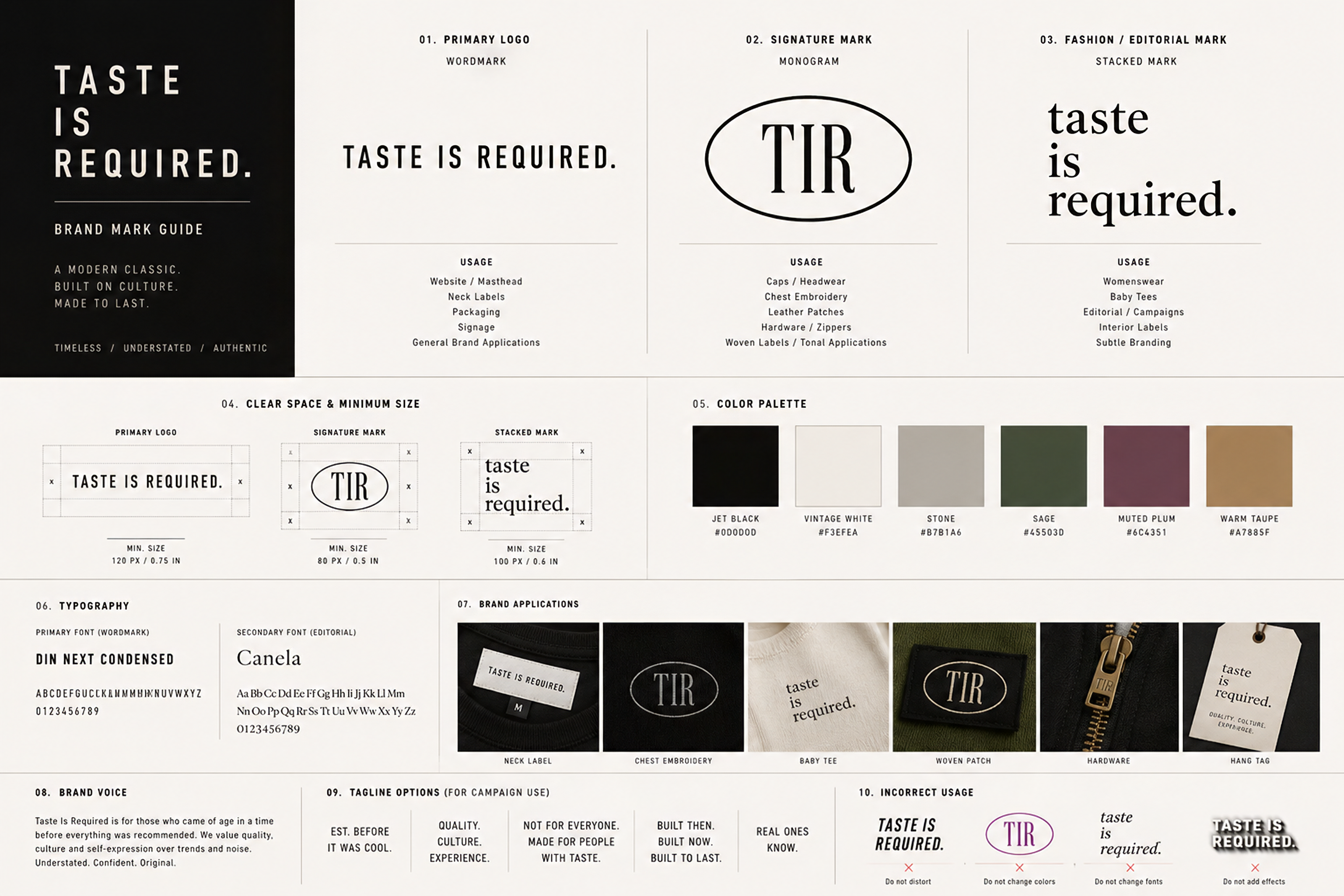 Taste Is Required brand mark guide.